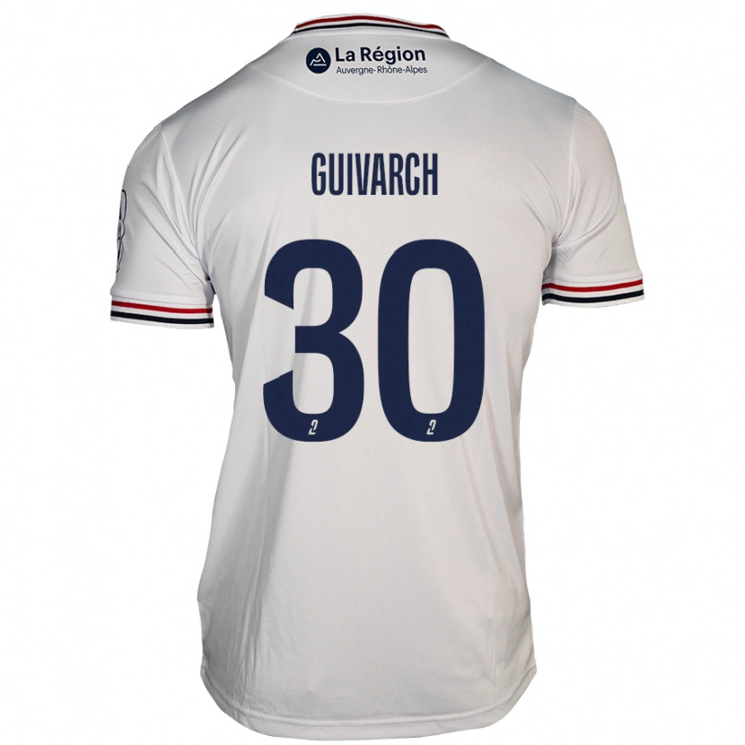 Danxen Uomo Maglia Théo Guivarch #30 Bianco Kit Gara Away 2024/25 Maglietta