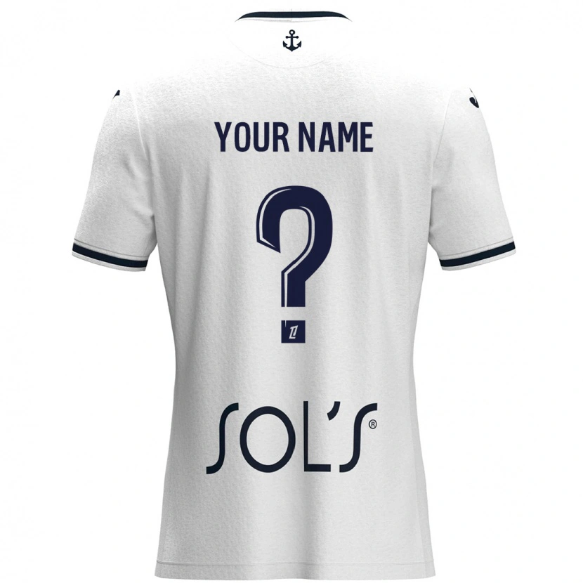 Danxen Uomo Maglia Il Tuo Nome #0 Bianco Blu Scuro Kit Gara Away 2024/25 Maglietta