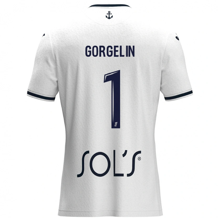 Danxen Uomo Maglia Mathieu Gorgelin #1 Bianco Blu Scuro Kit Gara Away 2024/25 Maglietta