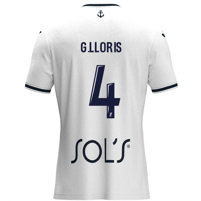Danxen Uomo Maglia Gautier Lloris #4 Bianco Blu Scuro Kit Gara Away 2024/25 Maglietta