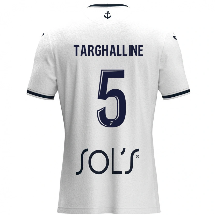 Danxen Uomo Maglia Oussama Targhalline #5 Bianco Blu Scuro Kit Gara Away 2024/25 Maglietta