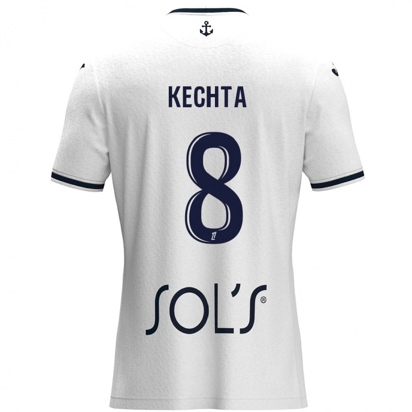 Danxen Uomo Maglia Yassine Kechta #8 Bianco Blu Scuro Kit Gara Away 2024/25 Maglietta