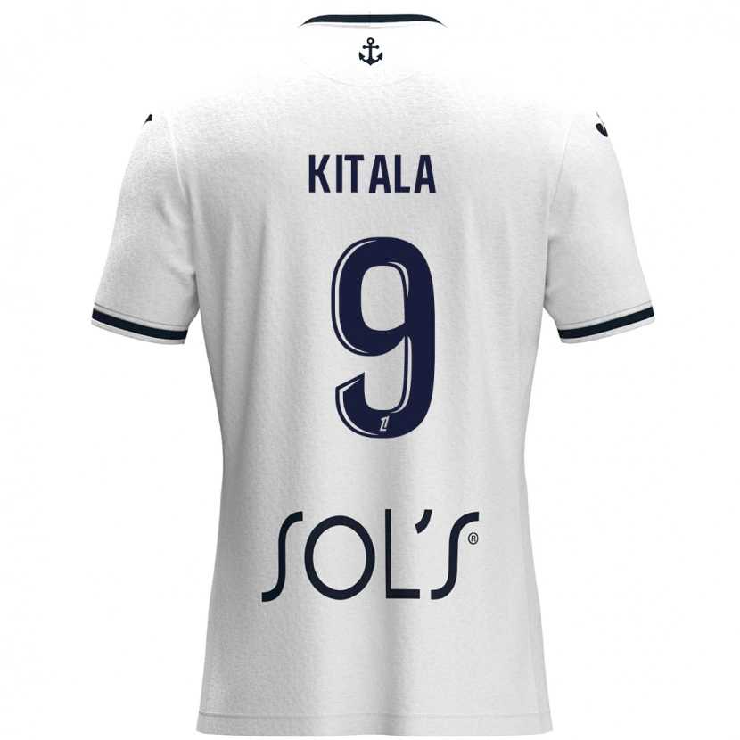 Danxen Uomo Maglia Yann Kitala #9 Bianco Blu Scuro Kit Gara Away 2024/25 Maglietta