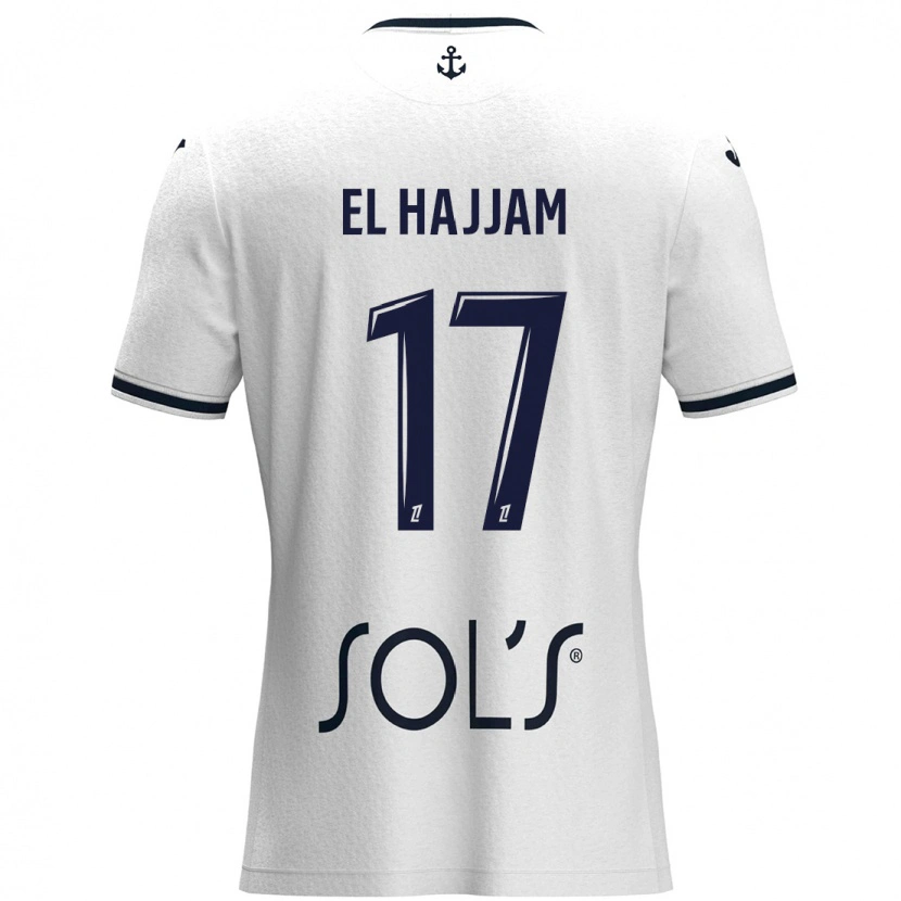 Danxen Uomo Maglia Oualid El Hajjam #17 Bianco Blu Scuro Kit Gara Away 2024/25 Maglietta