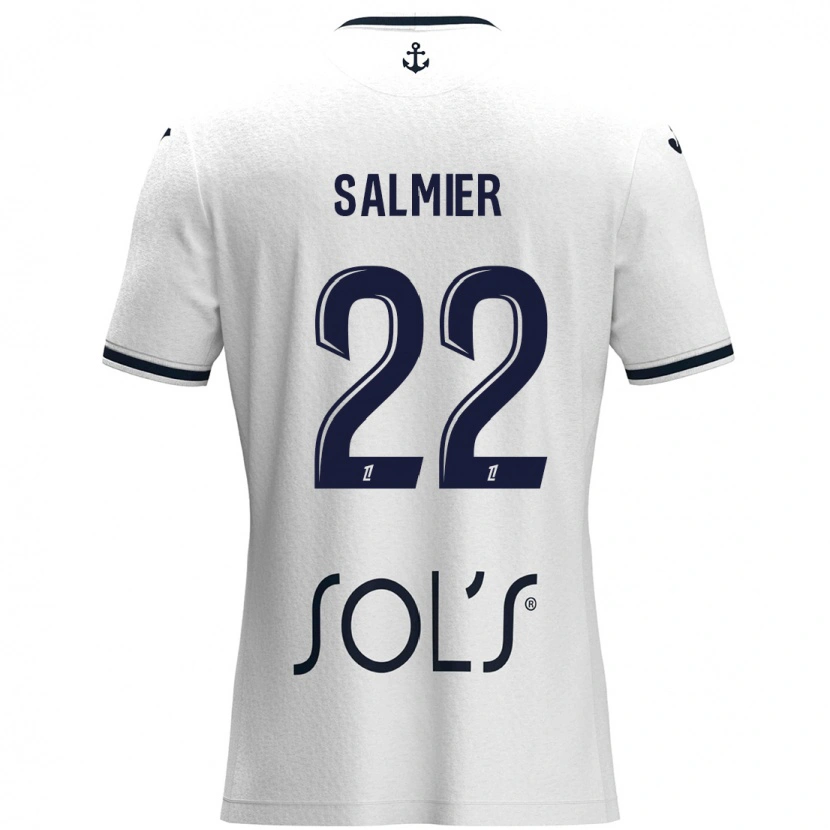 Danxen Uomo Maglia Yoann Salmier #22 Bianco Blu Scuro Kit Gara Away 2024/25 Maglietta