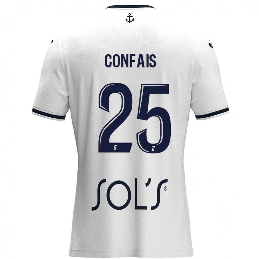 Danxen Uomo Maglia Aloïs Confais #25 Bianco Blu Scuro Kit Gara Away 2024/25 Maglietta