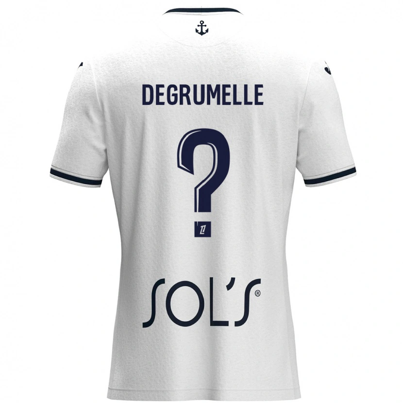 Danxen Uomo Maglia Matéo Degrumelle #0 Bianco Blu Scuro Kit Gara Away 2024/25 Maglietta