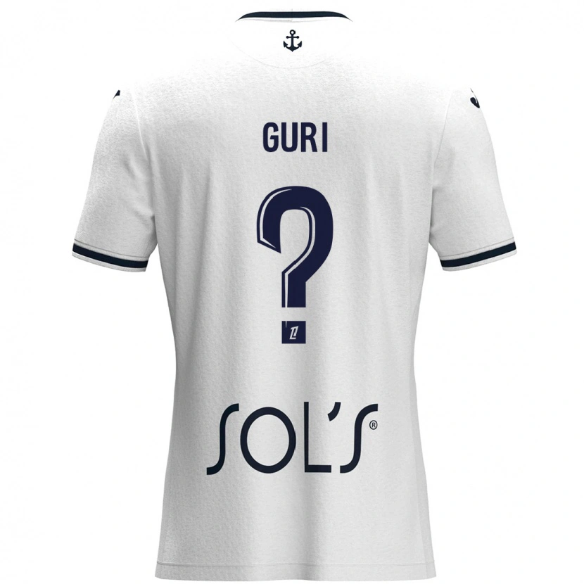 Danxen Uomo Maglia Gabriel Guri #0 Bianco Blu Scuro Kit Gara Away 2024/25 Maglietta