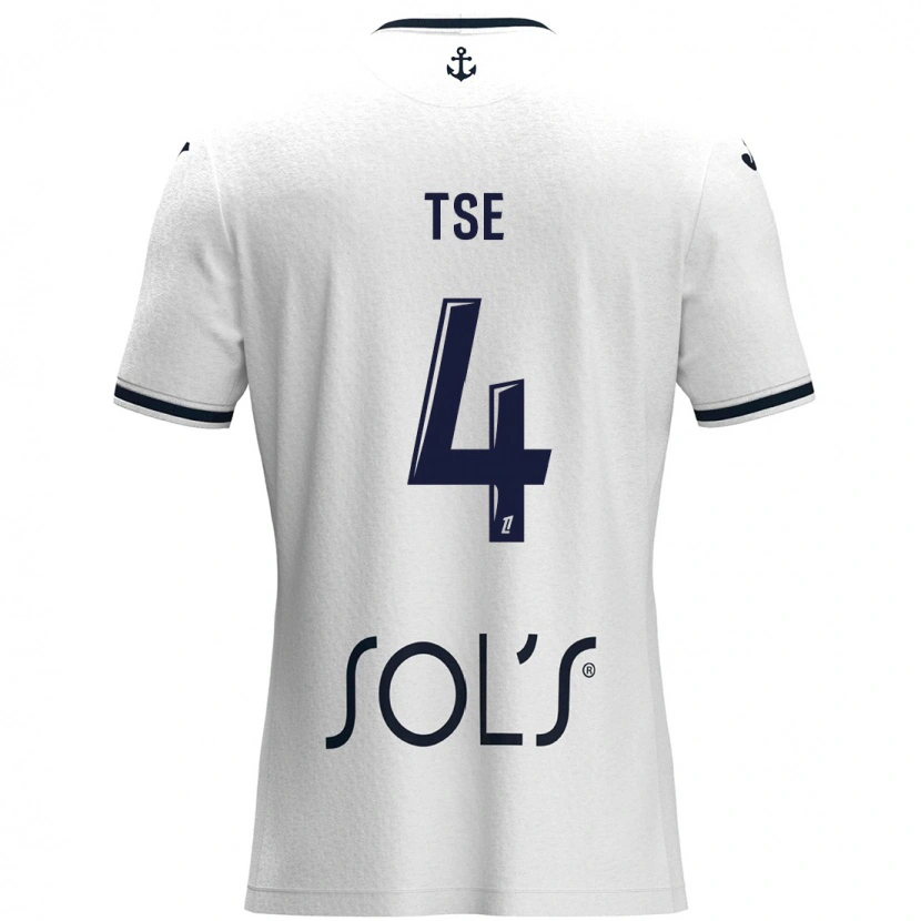Danxen Uomo Maglia Élisabeth Tsé #4 Bianco Blu Scuro Kit Gara Away 2024/25 Maglietta