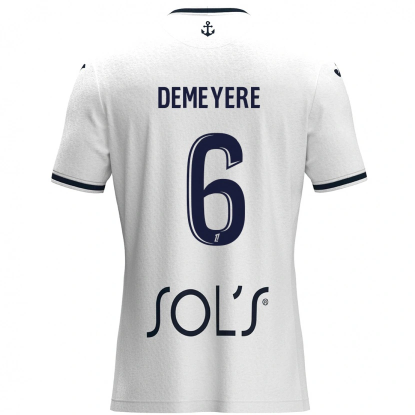 Danxen Uomo Maglia Silke Demeyere #6 Bianco Blu Scuro Kit Gara Away 2024/25 Maglietta
