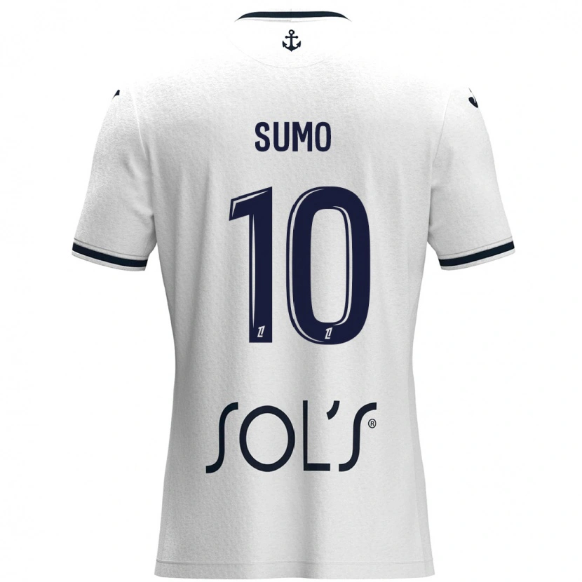 Danxen Uomo Maglia Eva Sumo #10 Bianco Blu Scuro Kit Gara Away 2024/25 Maglietta