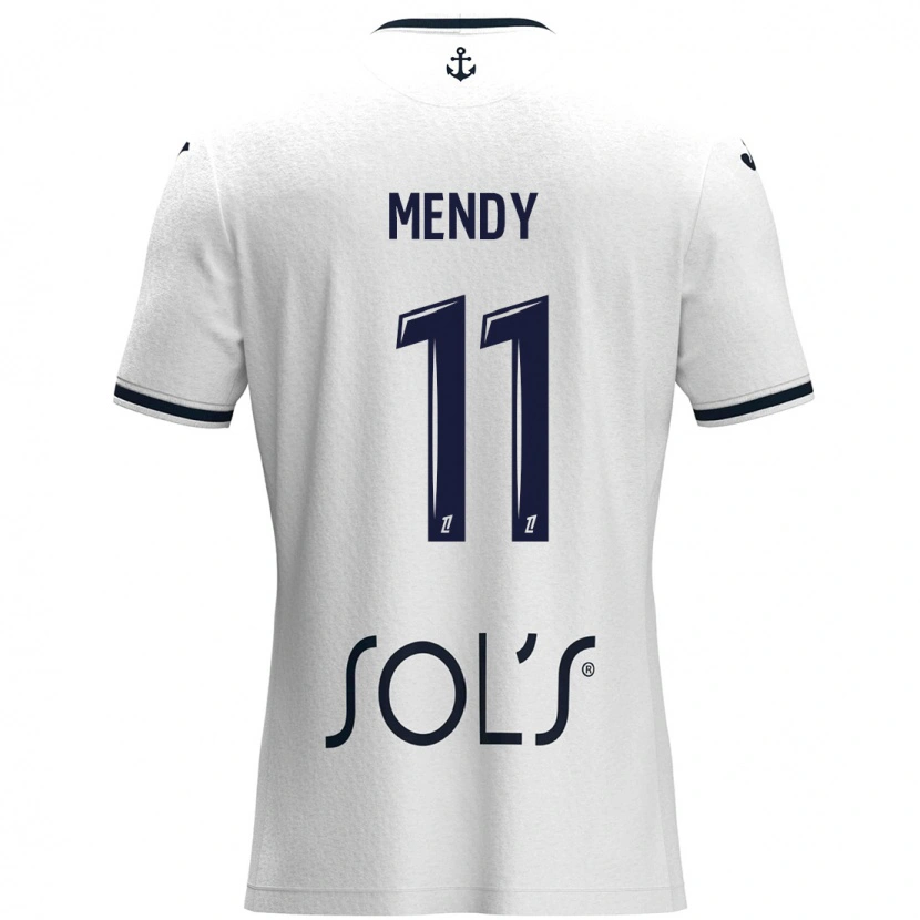 Danxen Uomo Maglia Mélinda Mendy #11 Bianco Blu Scuro Kit Gara Away 2024/25 Maglietta