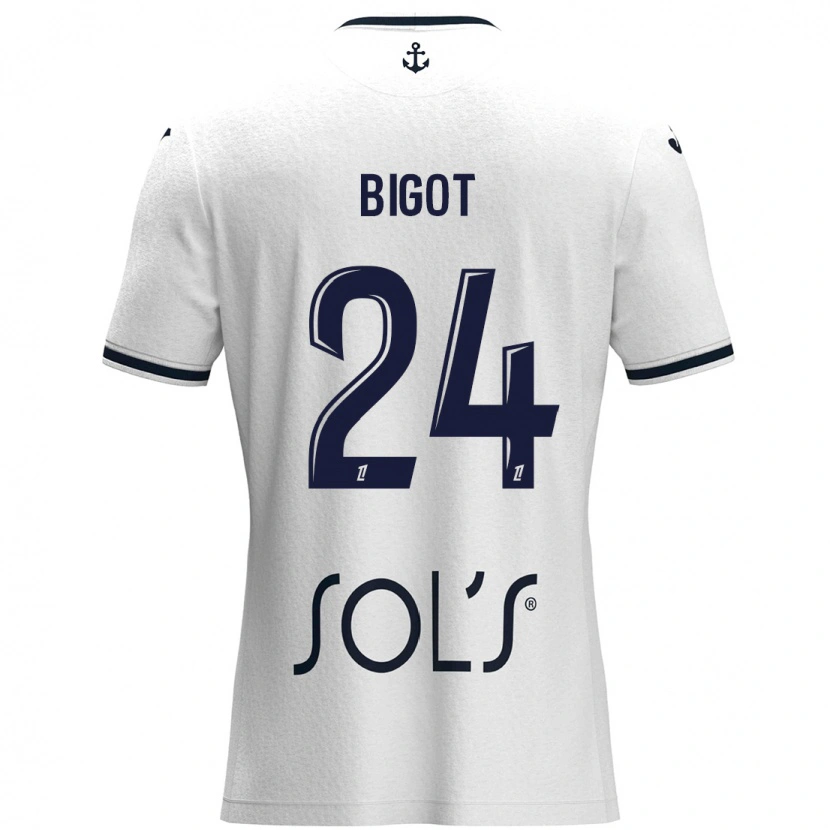Danxen Uomo Maglia Maureen Bigot #24 Bianco Blu Scuro Kit Gara Away 2024/25 Maglietta
