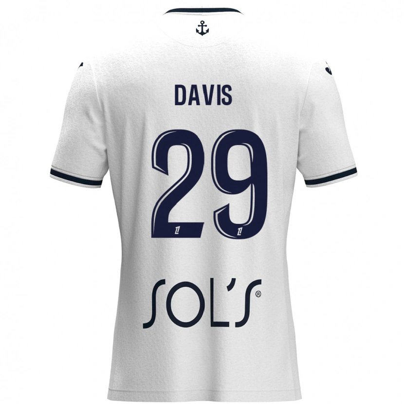 Danxen Uomo Maglia Deja Davis #29 Bianco Blu Scuro Kit Gara Away 2024/25 Maglietta