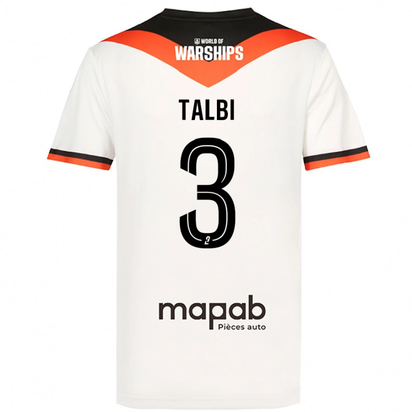 Danxen Uomo Maglia Montassar Talbi #3 Bianco Kit Gara Away 2024/25 Maglietta