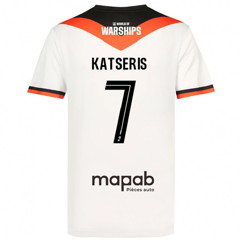 Danxen Uomo Maglia Panos Katseris #7 Bianco Kit Gara Away 2024/25 Maglietta