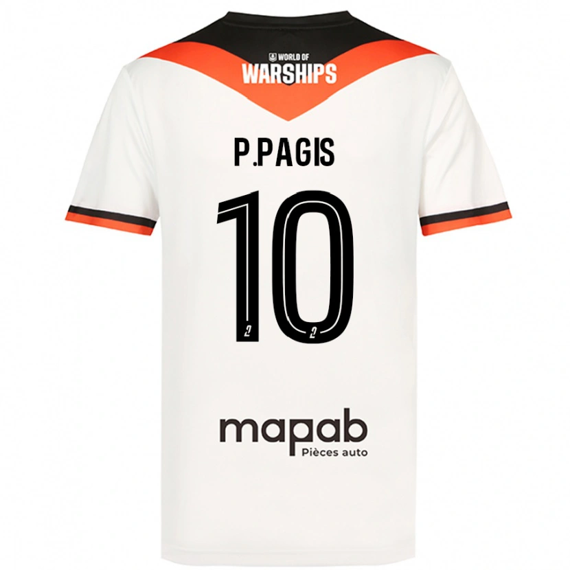 Danxen Uomo Maglia Pablo Pagis #10 Bianco Kit Gara Away 2024/25 Maglietta
