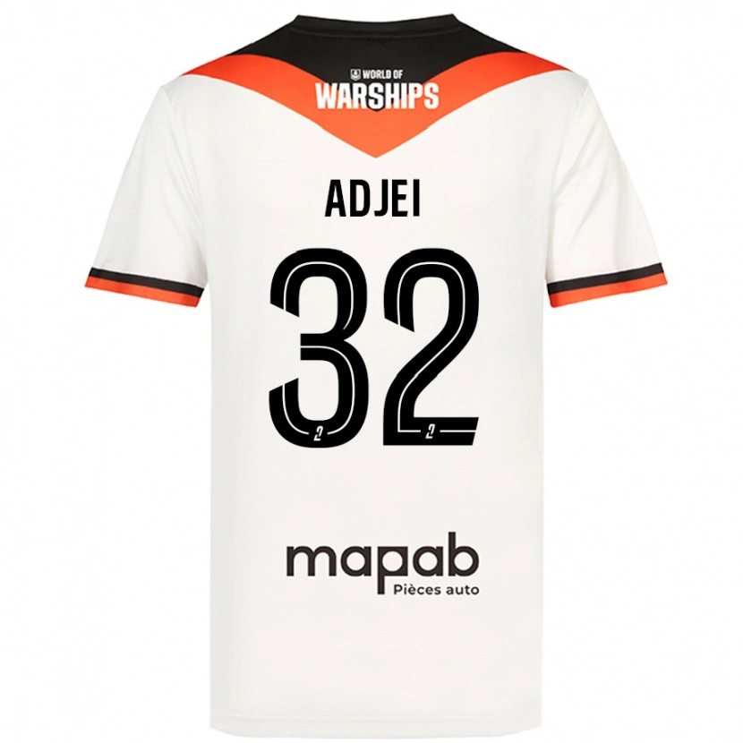 Danxen Uomo Maglia Nathaniel Adjei #32 Bianco Kit Gara Away 2024/25 Maglietta