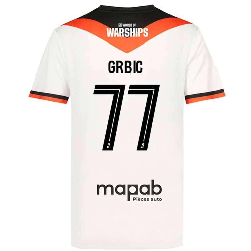 Danxen Uomo Maglia Adrian Grbic #77 Bianco Kit Gara Away 2024/25 Maglietta