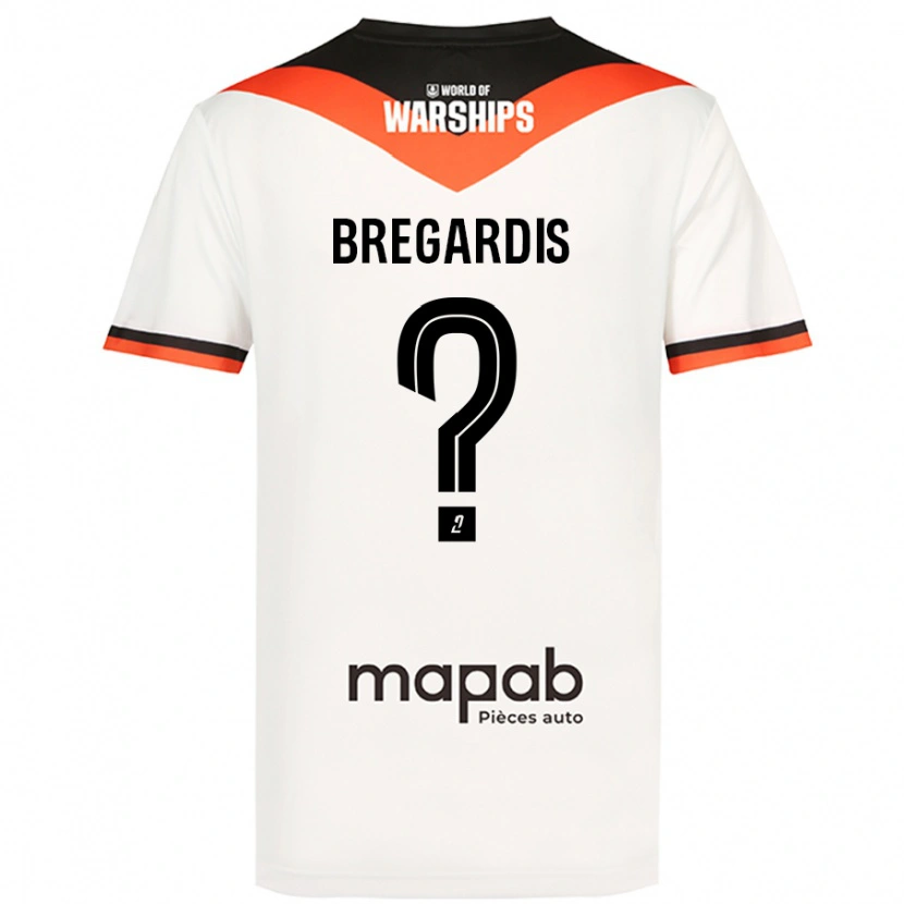Danxen Uomo Maglia Tom Bregardis #0 Bianco Kit Gara Away 2024/25 Maglietta