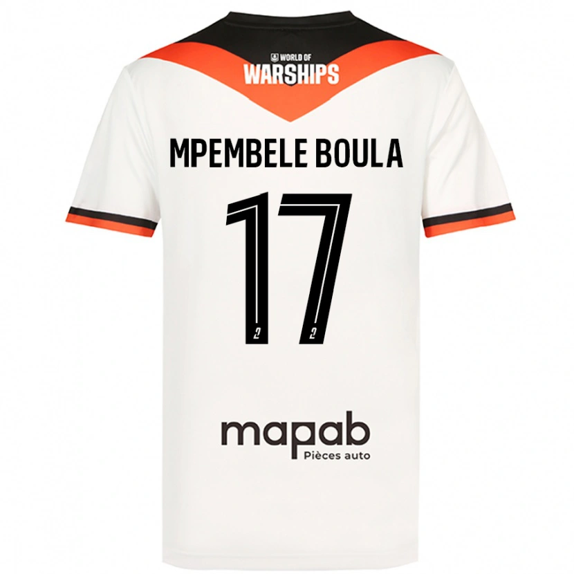 Danxen Uomo Maglia Exaucé Mpembele Boula #17 Bianco Kit Gara Away 2024/25 Maglietta