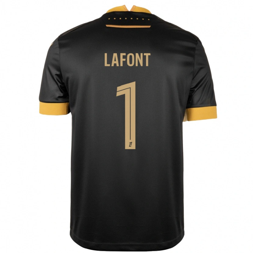 Danxen Uomo Maglia Alban Lafont #1 Nero Marrone Kit Gara Away 2024/25 Maglietta