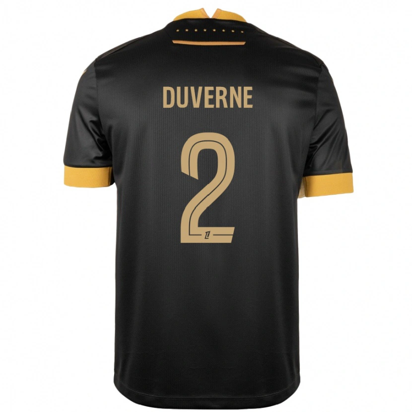 Danxen Uomo Maglia Jean-Kévin Duverne #2 Nero Marrone Kit Gara Away 2024/25 Maglietta