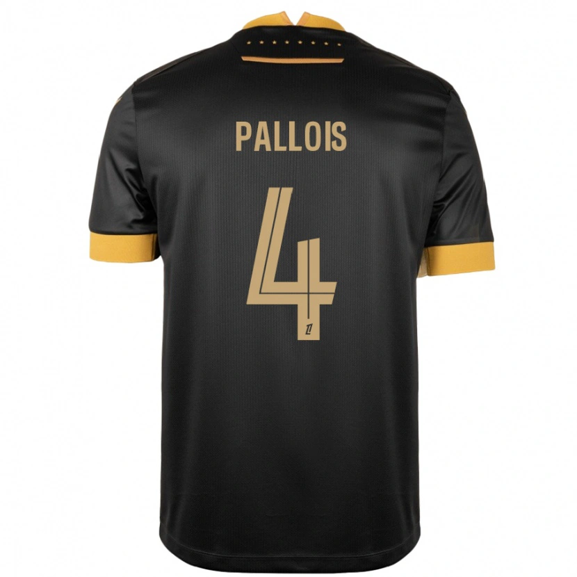 Danxen Uomo Maglia Nicolas Pallois #4 Nero Marrone Kit Gara Away 2024/25 Maglietta