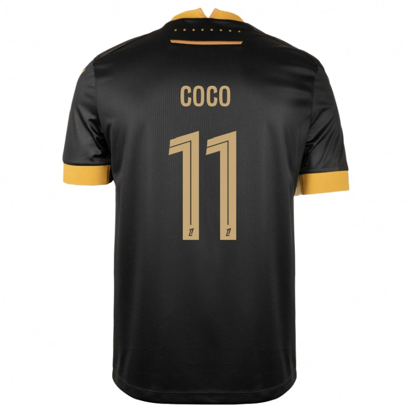 Danxen Uomo Maglia Marcus Coco #11 Nero Marrone Kit Gara Away 2024/25 Maglietta