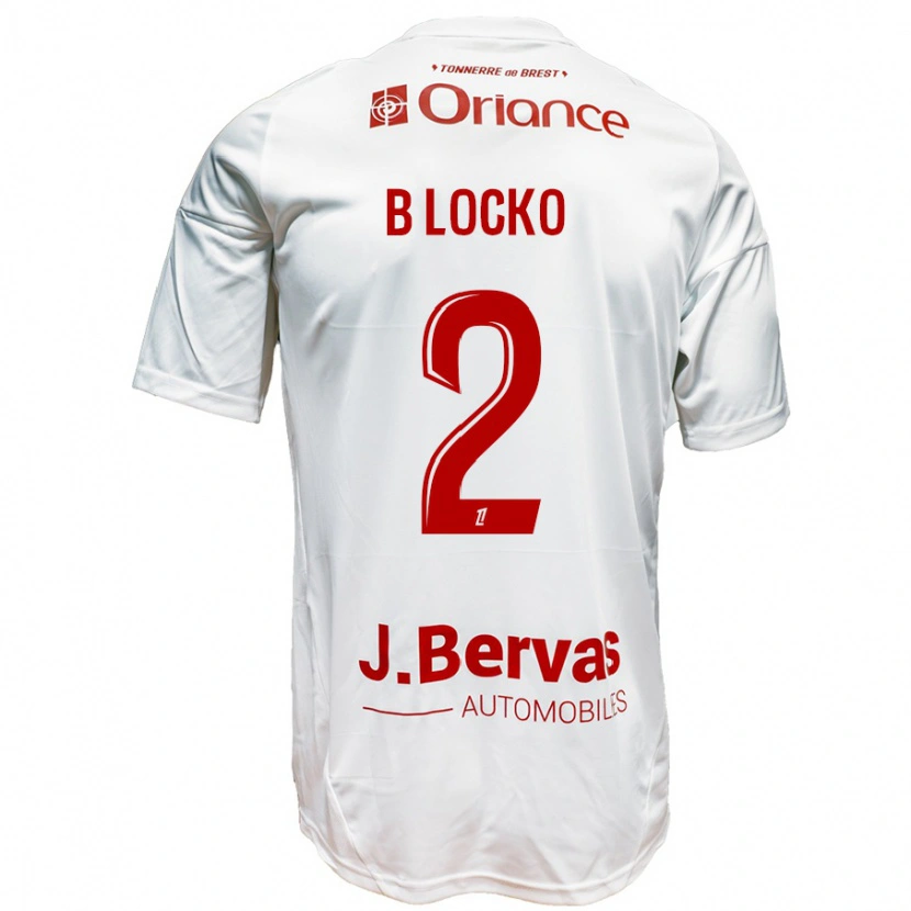 Danxen Uomo Maglia Bradley Locko #2 Bianco Rosso Kit Gara Away 2024/25 Maglietta