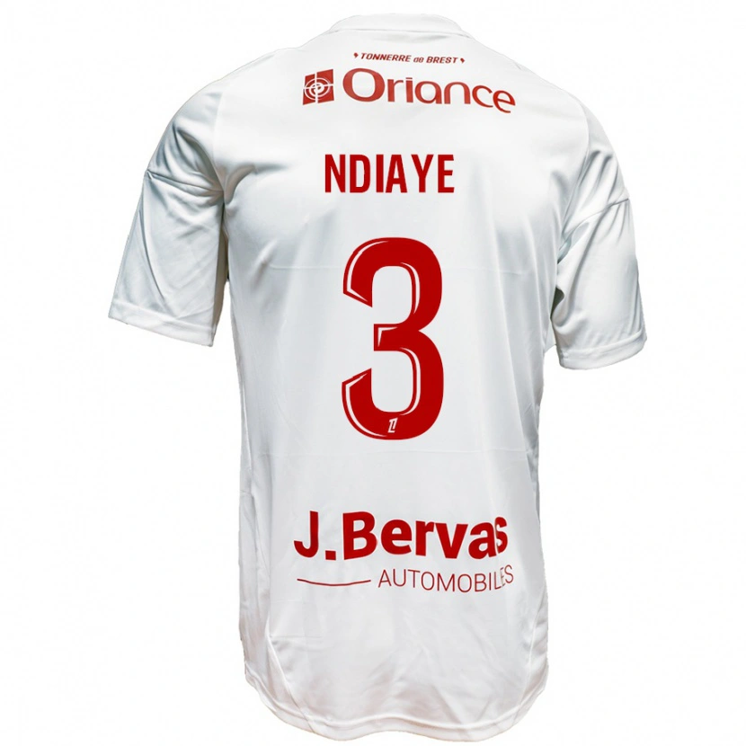 Danxen Uomo Maglia Abdoulaye Ndiaye #3 Bianco Rosso Kit Gara Away 2024/25 Maglietta