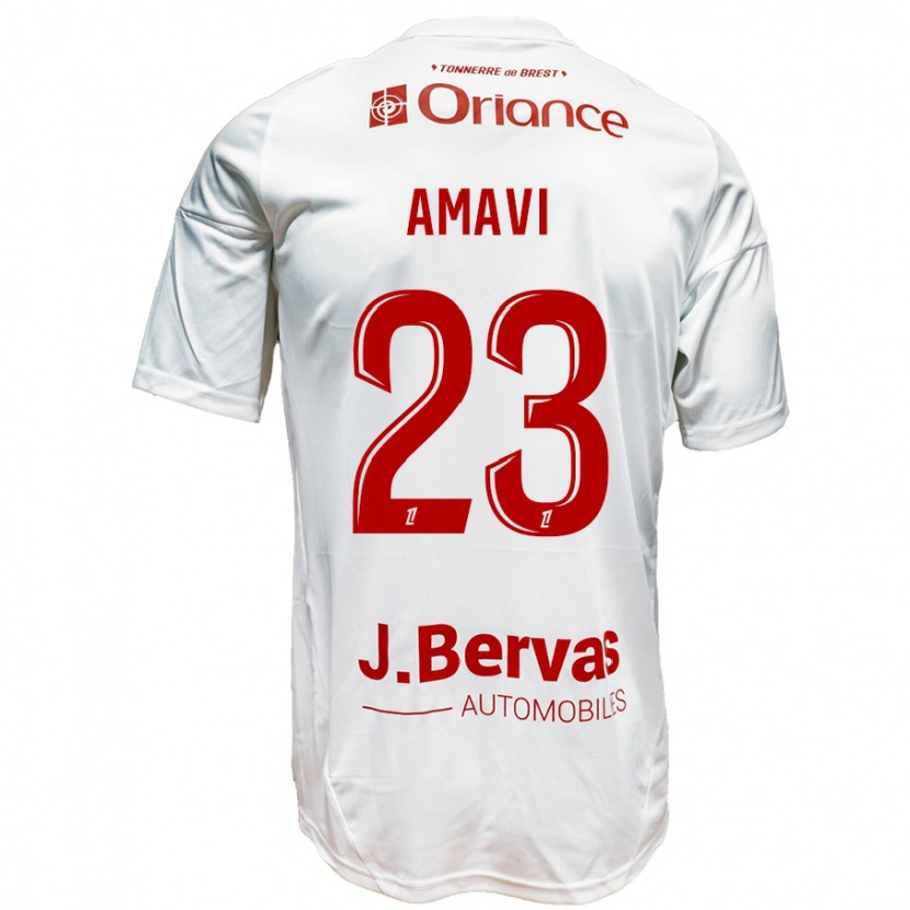 Danxen Uomo Maglia Jordan Amavi #23 Bianco Rosso Kit Gara Away 2024/25 Maglietta