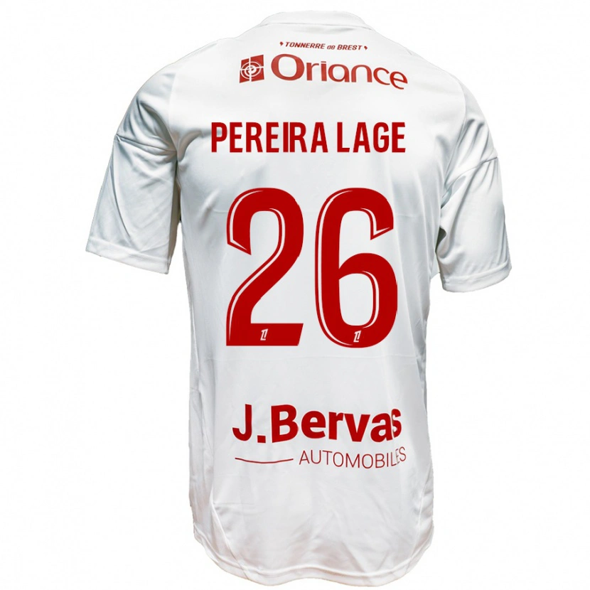 Danxen Uomo Maglia Mathias Pereira Lage #26 Bianco Rosso Kit Gara Away 2024/25 Maglietta