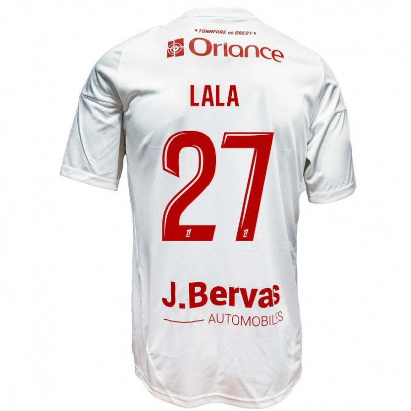 Danxen Uomo Maglia Kenny Lala #27 Bianco Rosso Kit Gara Away 2024/25 Maglietta
