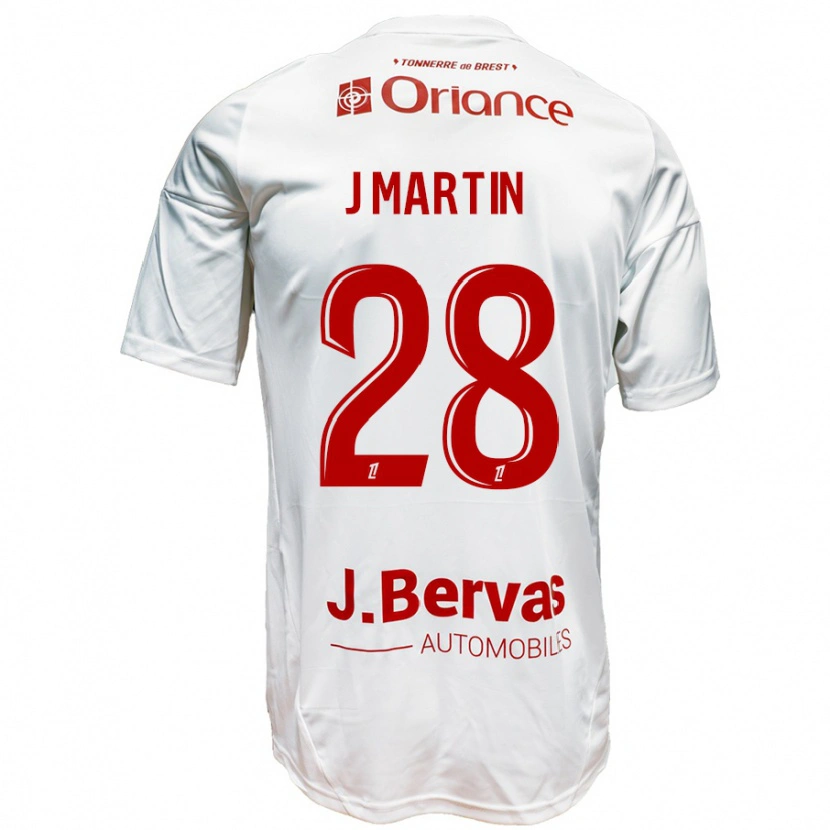 Danxen Uomo Maglia Jonas Martin #28 Bianco Rosso Kit Gara Away 2024/25 Maglietta