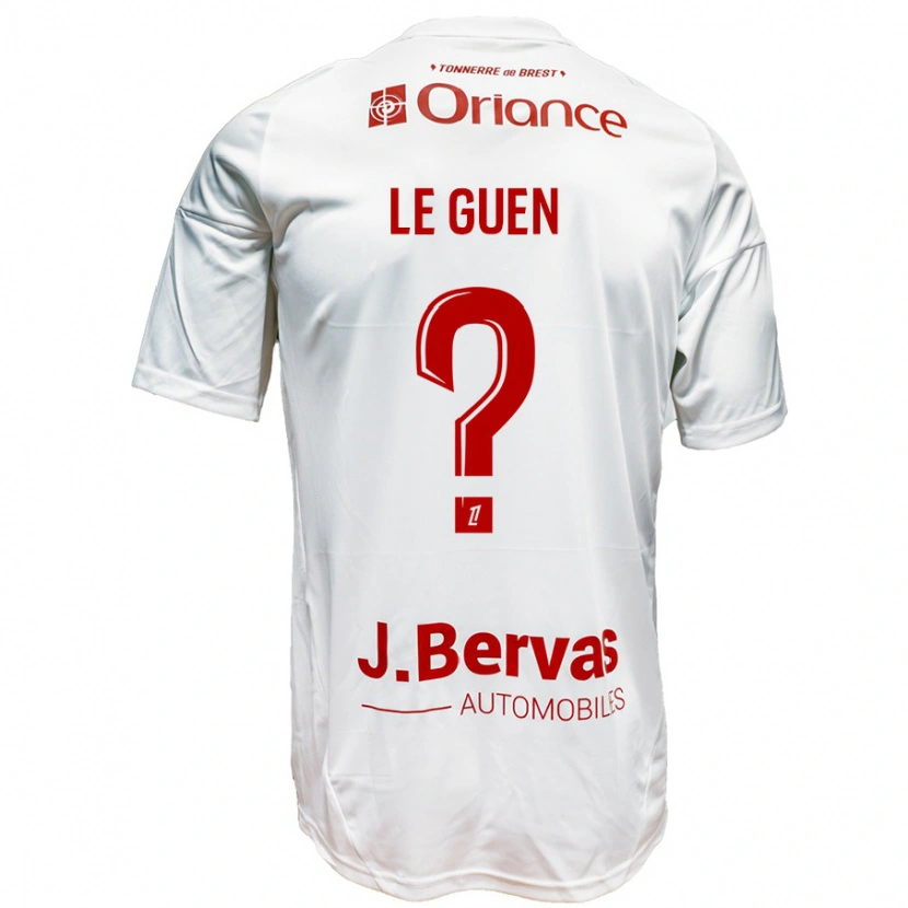 Danxen Uomo Maglia Raphaël Le Guen #0 Bianco Rosso Kit Gara Away 2024/25 Maglietta