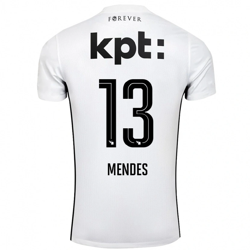 Danxen Uomo Maglia Daniel Mendes #13 Bianco Nero Kit Gara Away 2024/25 Maglietta