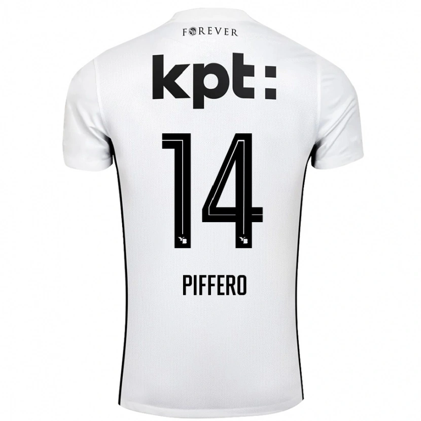 Danxen Uomo Maglia David Piffero #14 Bianco Nero Kit Gara Away 2024/25 Maglietta