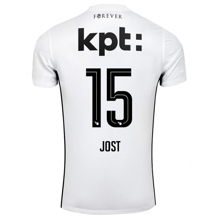 Danxen Uomo Maglia Tristan Jost #15 Bianco Nero Kit Gara Away 2024/25 Maglietta