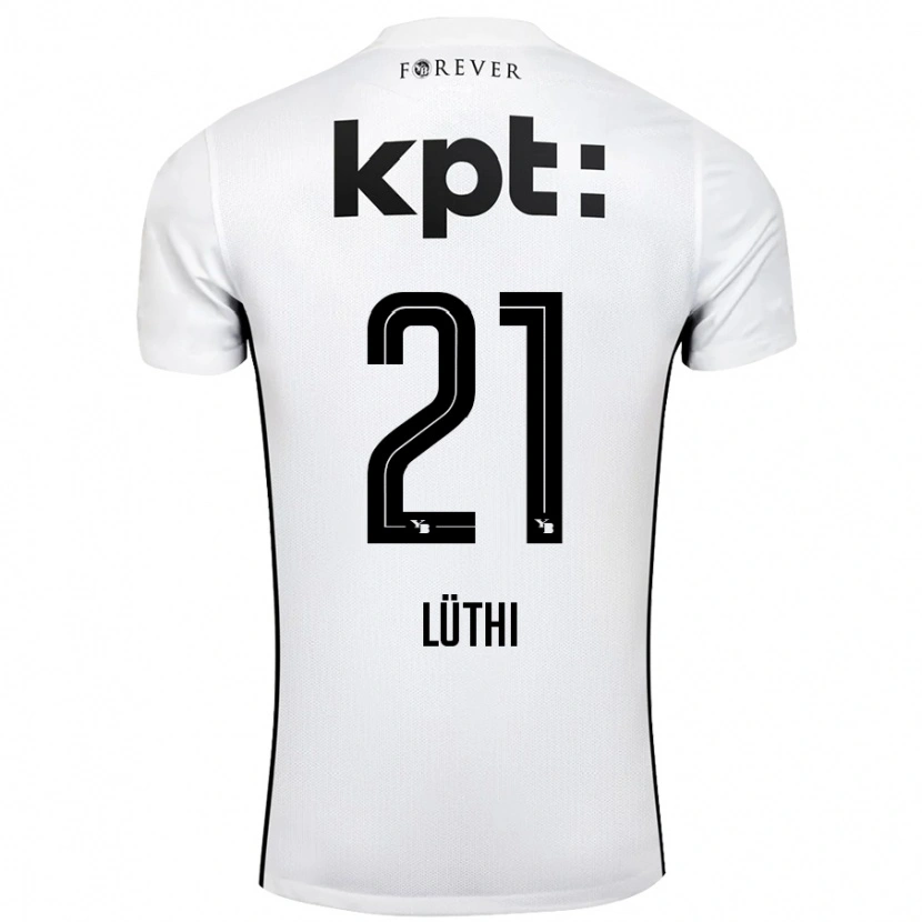 Danxen Uomo Maglia Janis Lüthi #21 Bianco Nero Kit Gara Away 2024/25 Maglietta