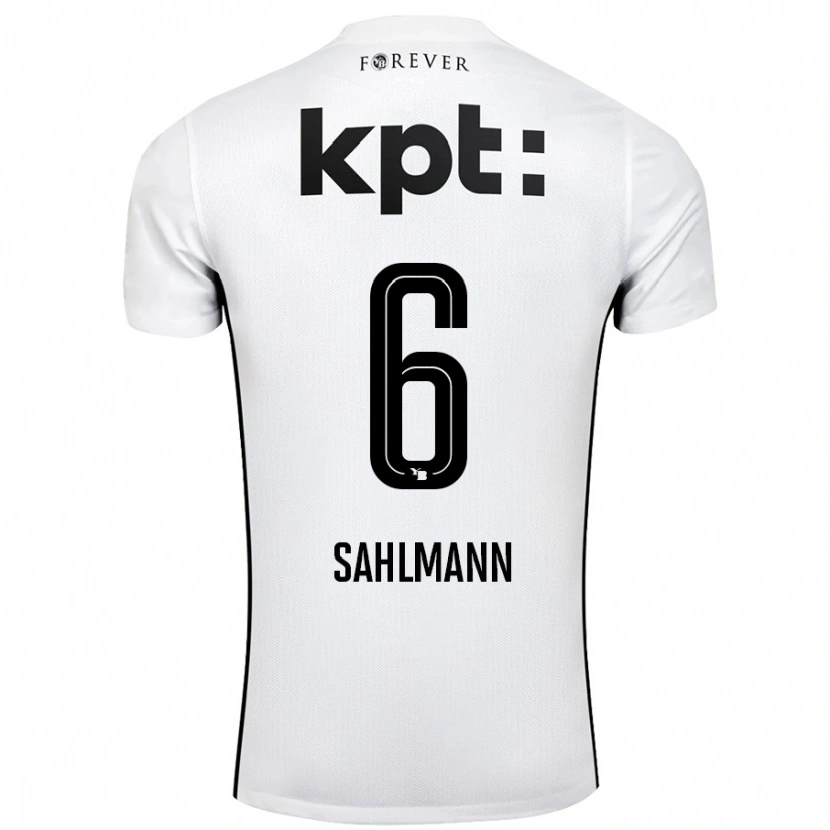 Danxen Uomo Maglia Henrike Sahlmann #6 Bianco Nero Kit Gara Away 2024/25 Maglietta