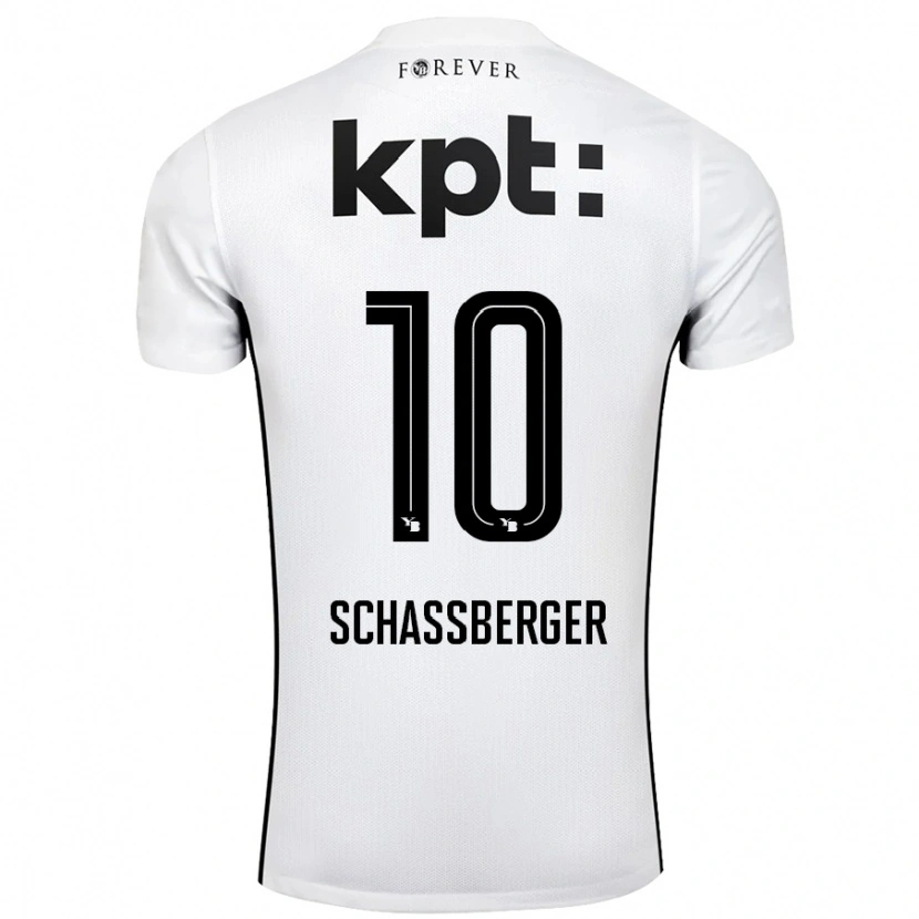 Danxen Uomo Maglia Julia Schassberger #10 Bianco Nero Kit Gara Away 2024/25 Maglietta