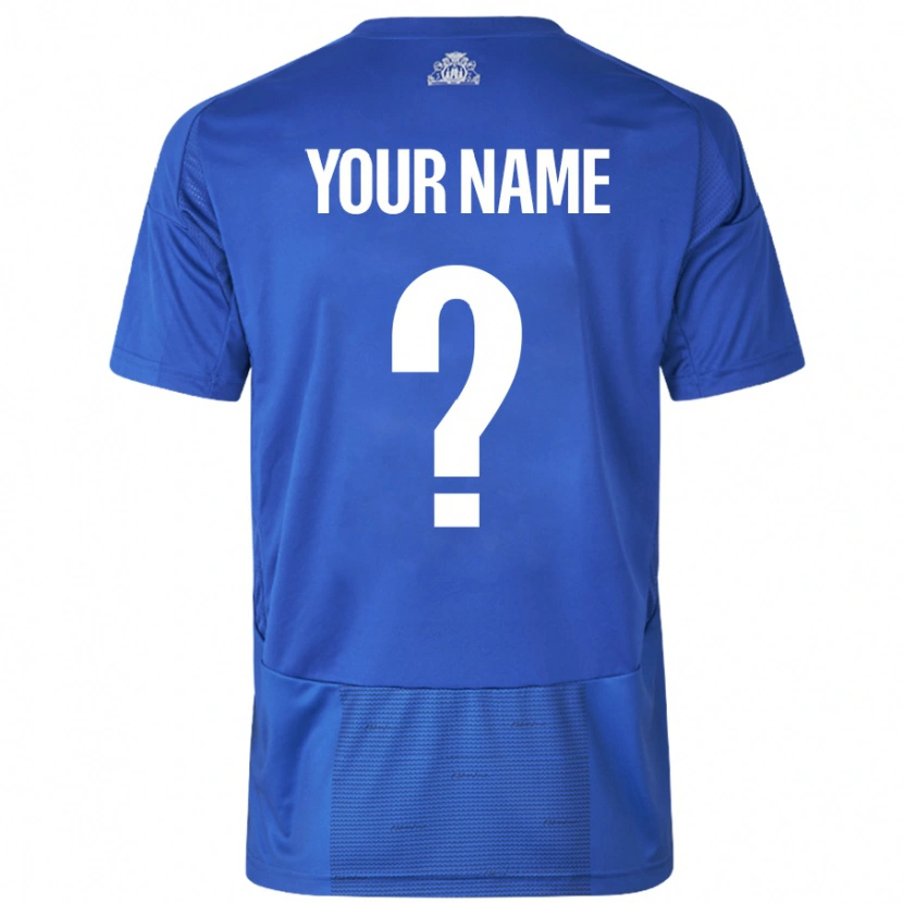 Danxen Uomo Maglia Il Tuo Nome #0 Bianco Blu Kit Gara Away 2024/25 Maglietta