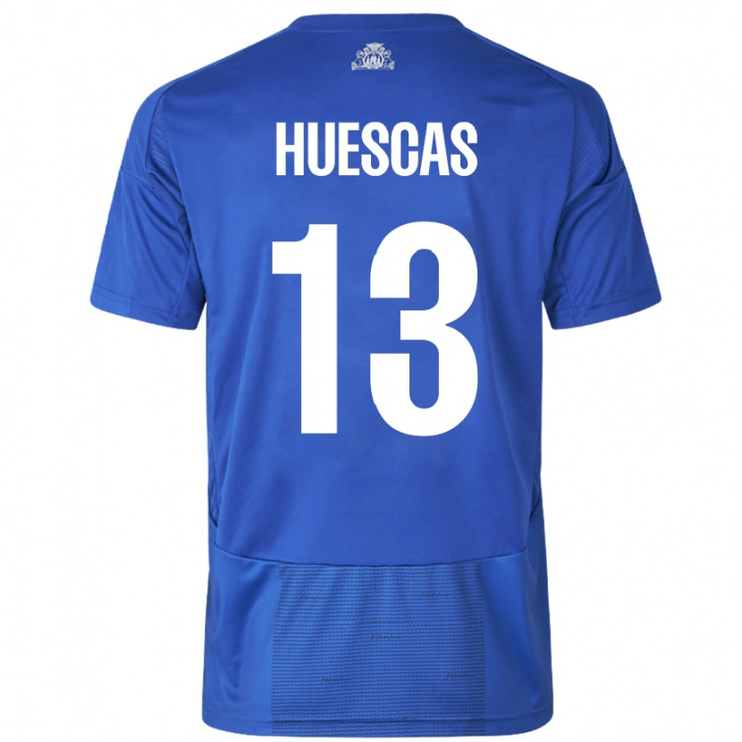 Danxen Uomo Maglia Rodrigo Huescas #13 Bianco Blu Kit Gara Away 2024/25 Maglietta