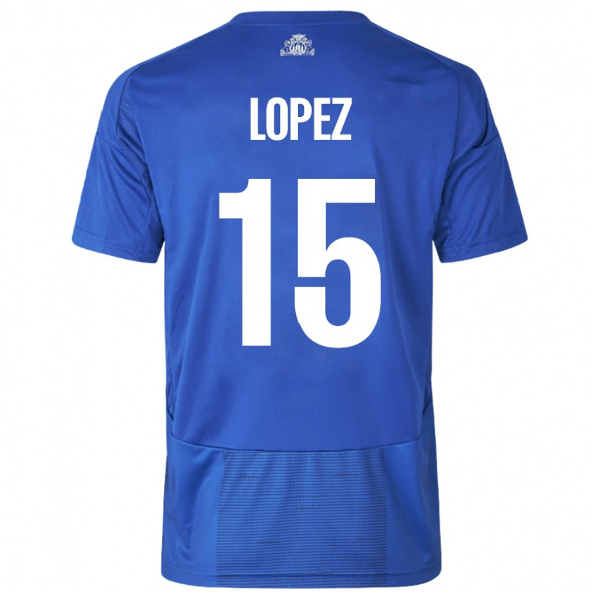 Danxen Uomo Maglia Marcos López #15 Bianco Blu Kit Gara Away 2024/25 Maglietta