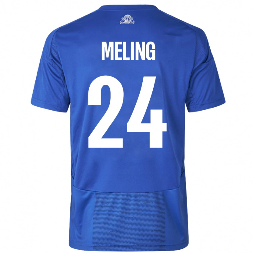 Danxen Uomo Maglia Birger Meling #24 Bianco Blu Kit Gara Away 2024/25 Maglietta