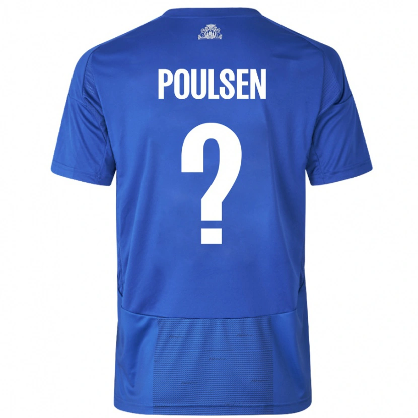 Danxen Uomo Maglia Xander Poulsen #0 Bianco Blu Kit Gara Away 2024/25 Maglietta