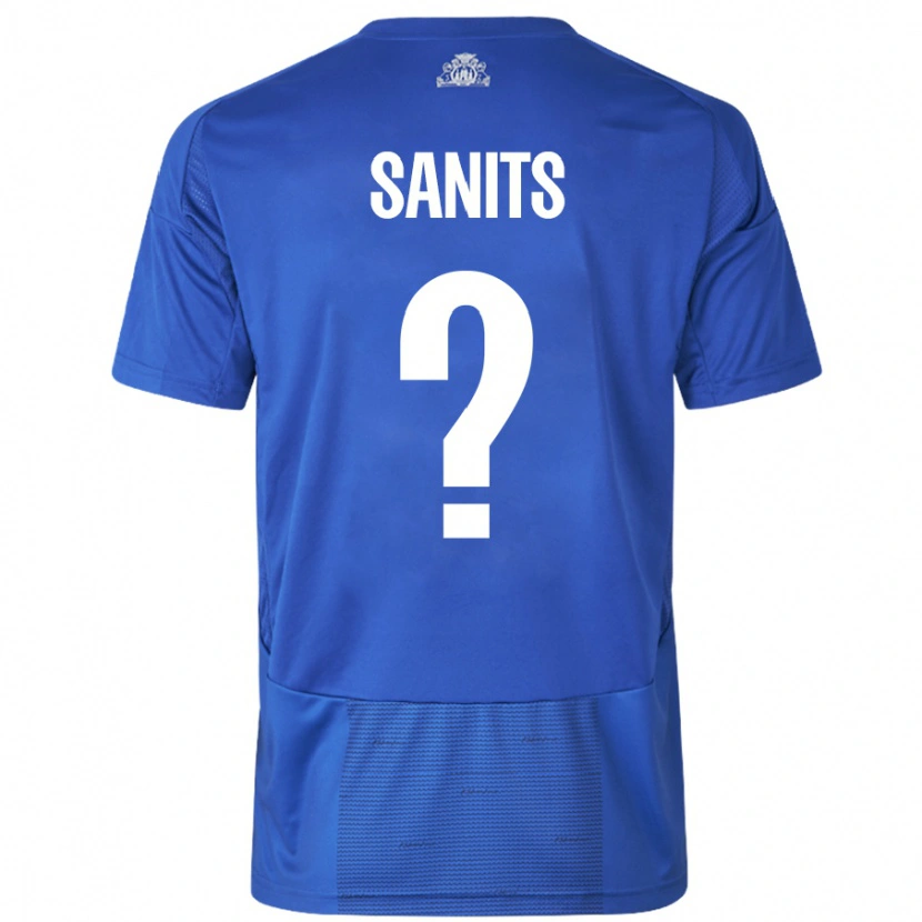 Danxen Uomo Maglia Dimitri Sanits #0 Bianco Blu Kit Gara Away 2024/25 Maglietta