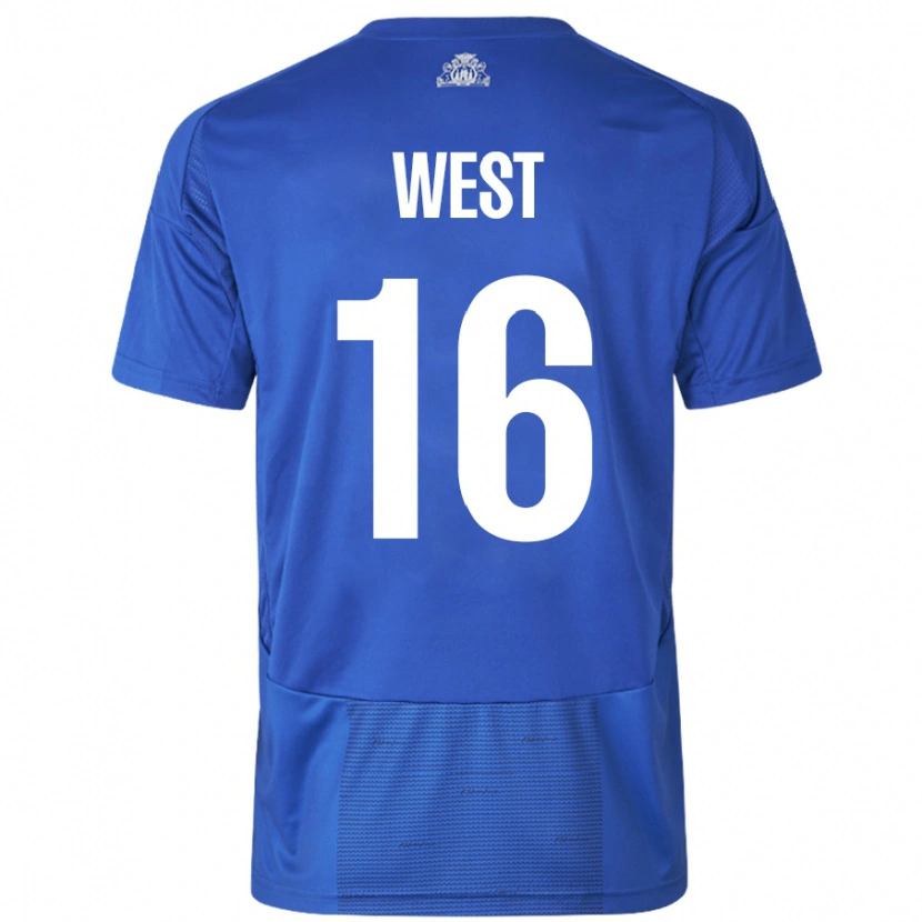 Danxen Uomo Maglia Liam West #16 Bianco Blu Kit Gara Away 2024/25 Maglietta