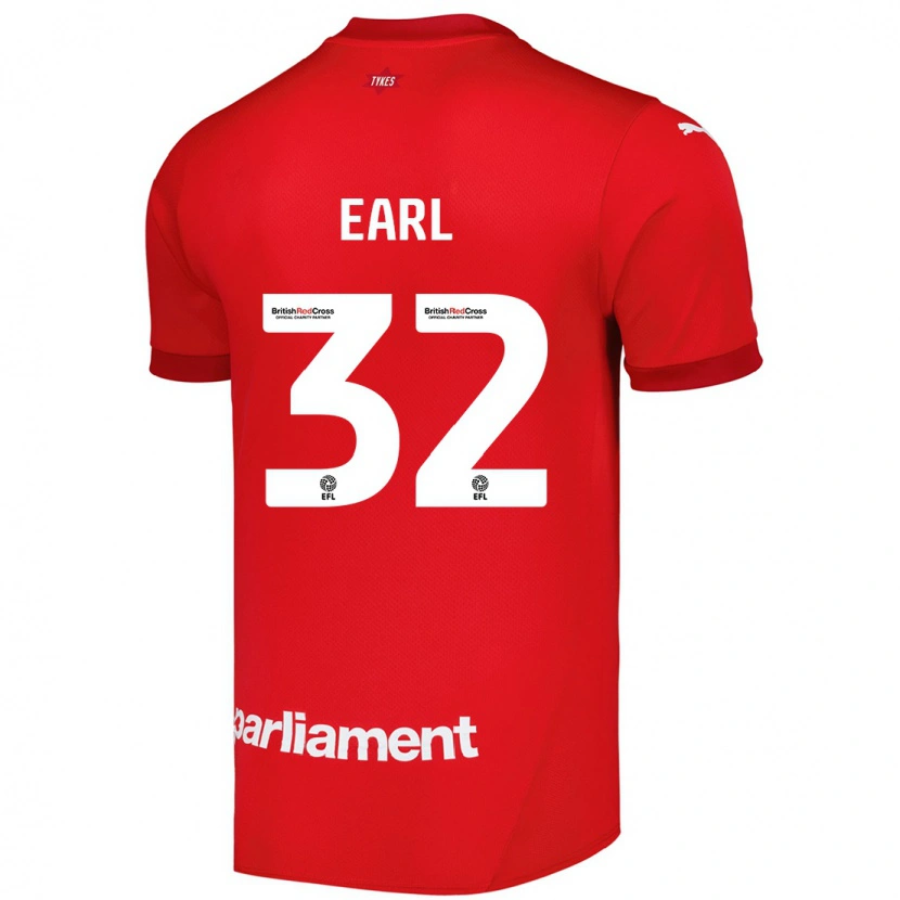 Danxen Donna Maglia Josh Earl #32 Rosso Kit Gara Home 2024/25 Maglietta